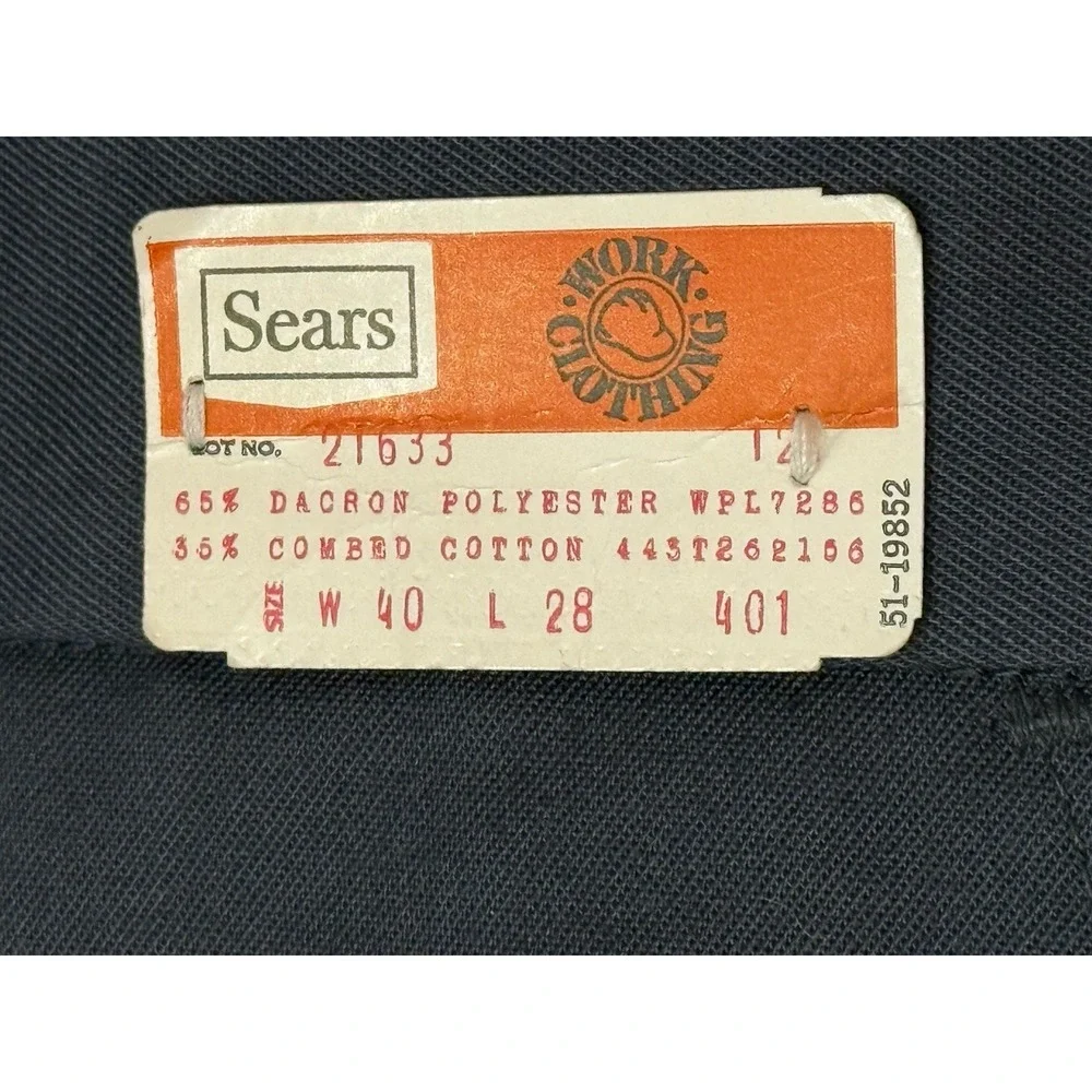 NOS VTG‎ 60s Sears Gray Workwear Perma Prest Pants 40x28 Dacron Talon Zip Luster